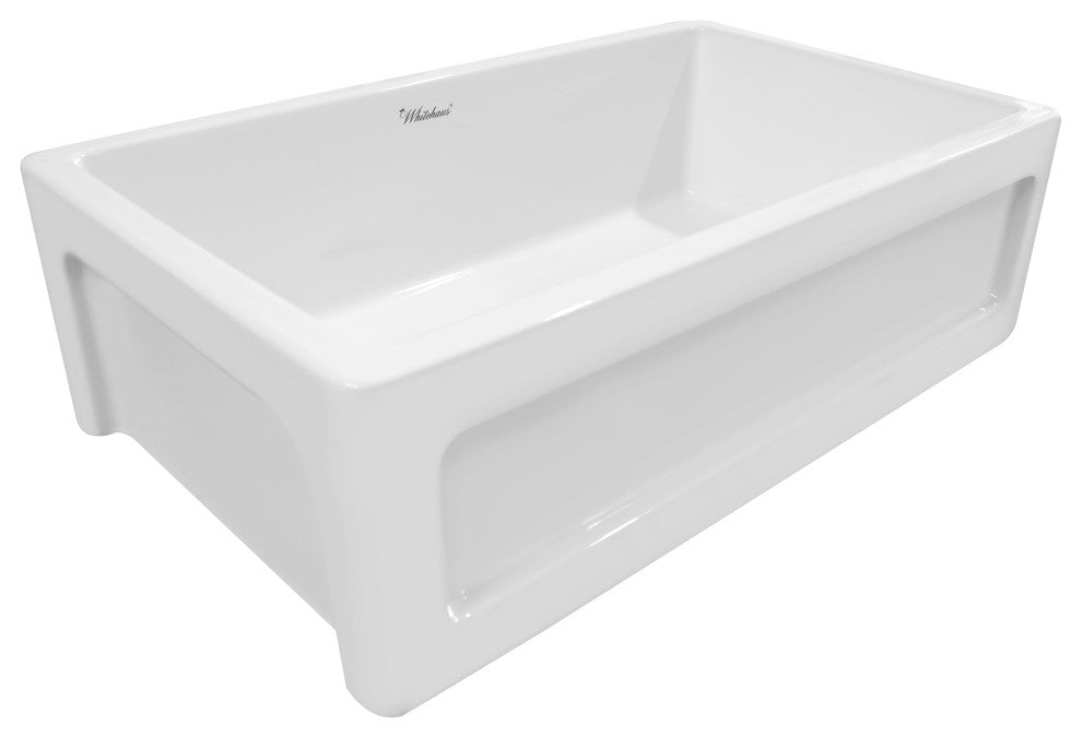 Whitehaus WHQ5550-WHITE 33 Inch Reversible Farmhouse Kitchen Fireclay Sink
