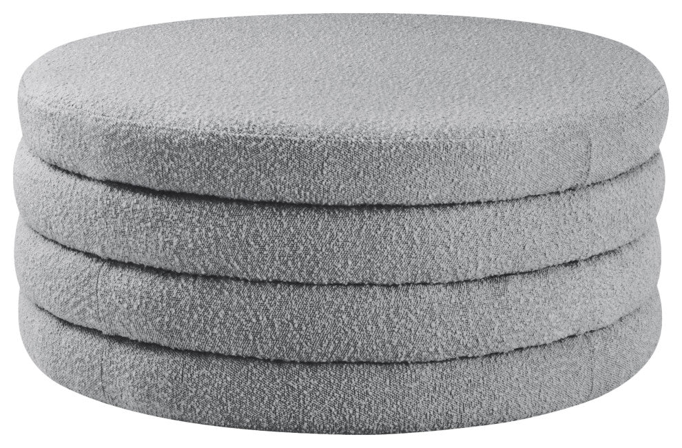 Aphia Boucle Fabric Upholstered Ottoman, Gray, Ottoman / Coffee Table