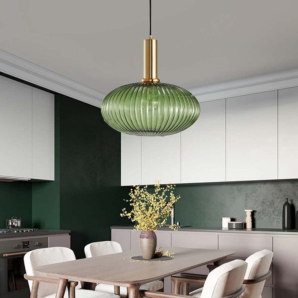 Modern Green Glass Pendant Light Led Mini Hanging Lamp