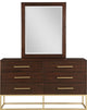 Maxine Wood Dresser With Durable Brushed Gold Metal Base, Dark Cherry Finish