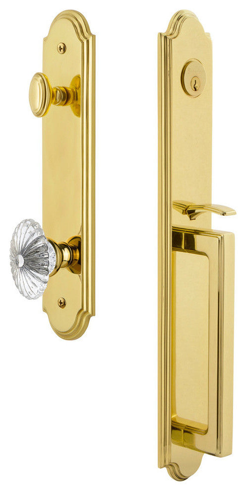 Arc 1-Piece Dummy Handleset, D Grip and Burgundy Knob, Lifetime Brass, 848477