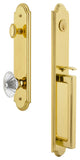 Arc 1-Piece Dummy Handleset, D Grip and Burgundy Knob, Lifetime Brass, 848477