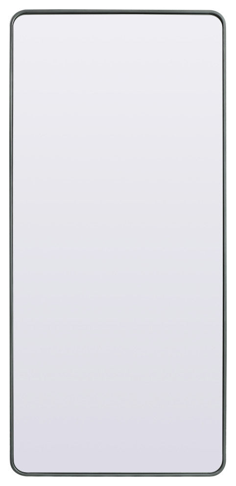 Soft Corner Metal Rectangle Full Length Mirror 32X72 Inch, Silver