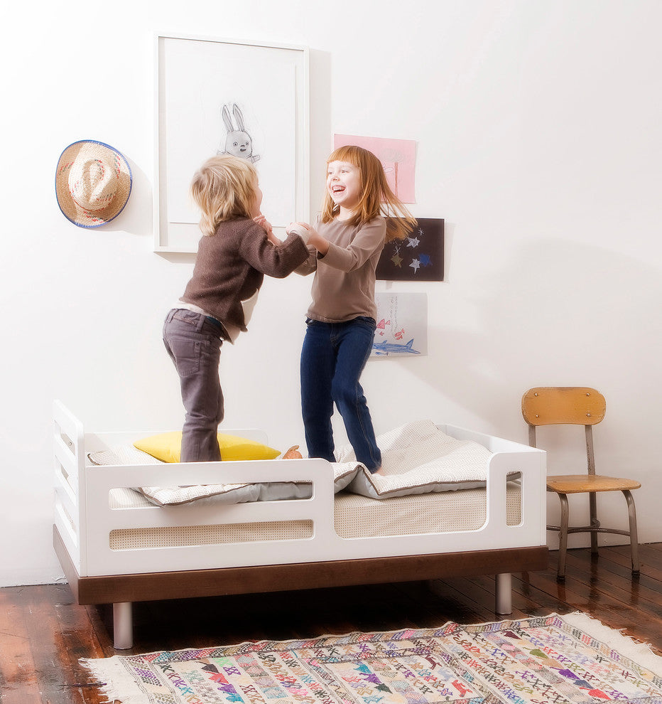 Classic Toddler Bed, Walnut and White