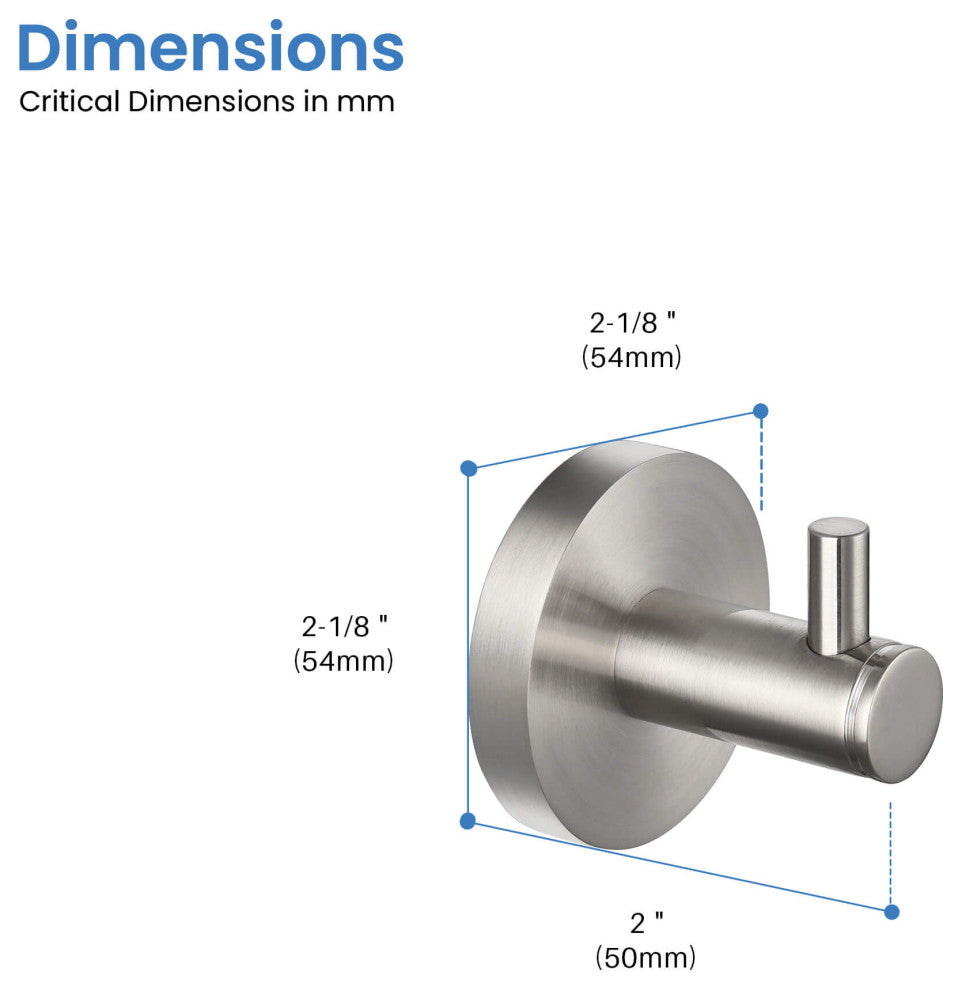 Circular Bathroom Towel & Robe Hook 3 Count, Brushed Nickel