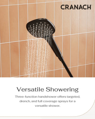 CRANACH CROZET 10-Inch Square Rain Shower System, Multifunction handshower, Matte Black