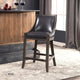 Uttermost Elowen 20 x 39" Leather Counter Stool, Steel Gray
