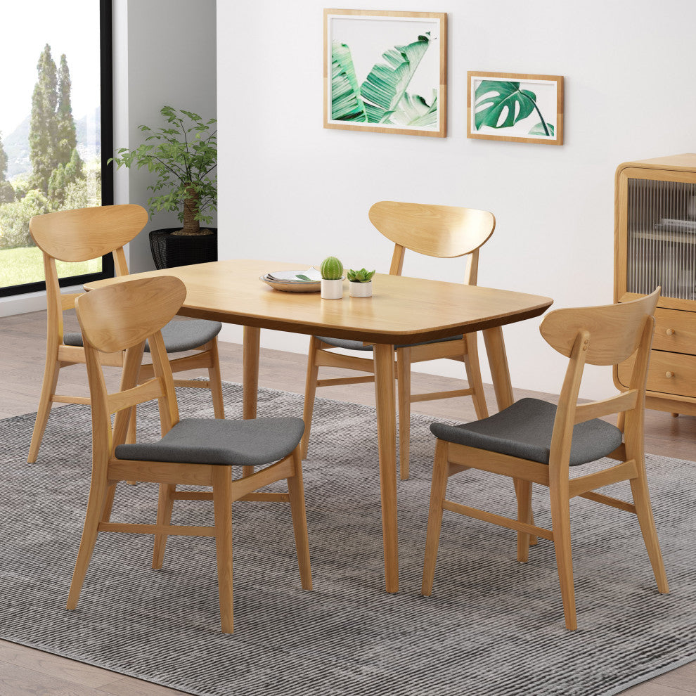 Skylar Dining Chairs, Set of 4, Dark Gray/Natural Oak