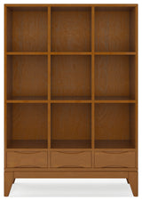 Harper Solid Hardwood Cube Storage With Drawers, Teak Brown, 42"