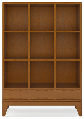 Harper Solid Hardwood Cube Storage With Drawers, Teak Brown, 42"