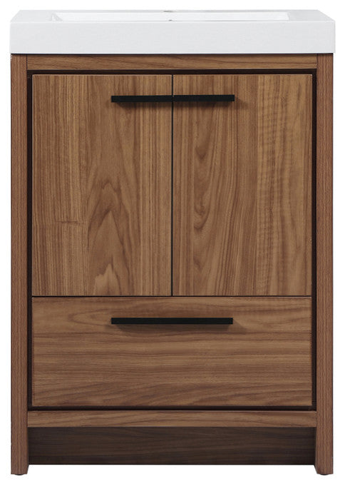 Walker Walnut Brown-Light Bathroom Vanity, Walnut Brown, 24"