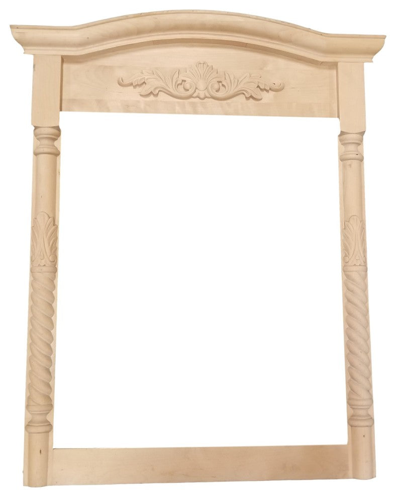 Unfinished Maple Wood Hand Carved Decorative Mirror Frame