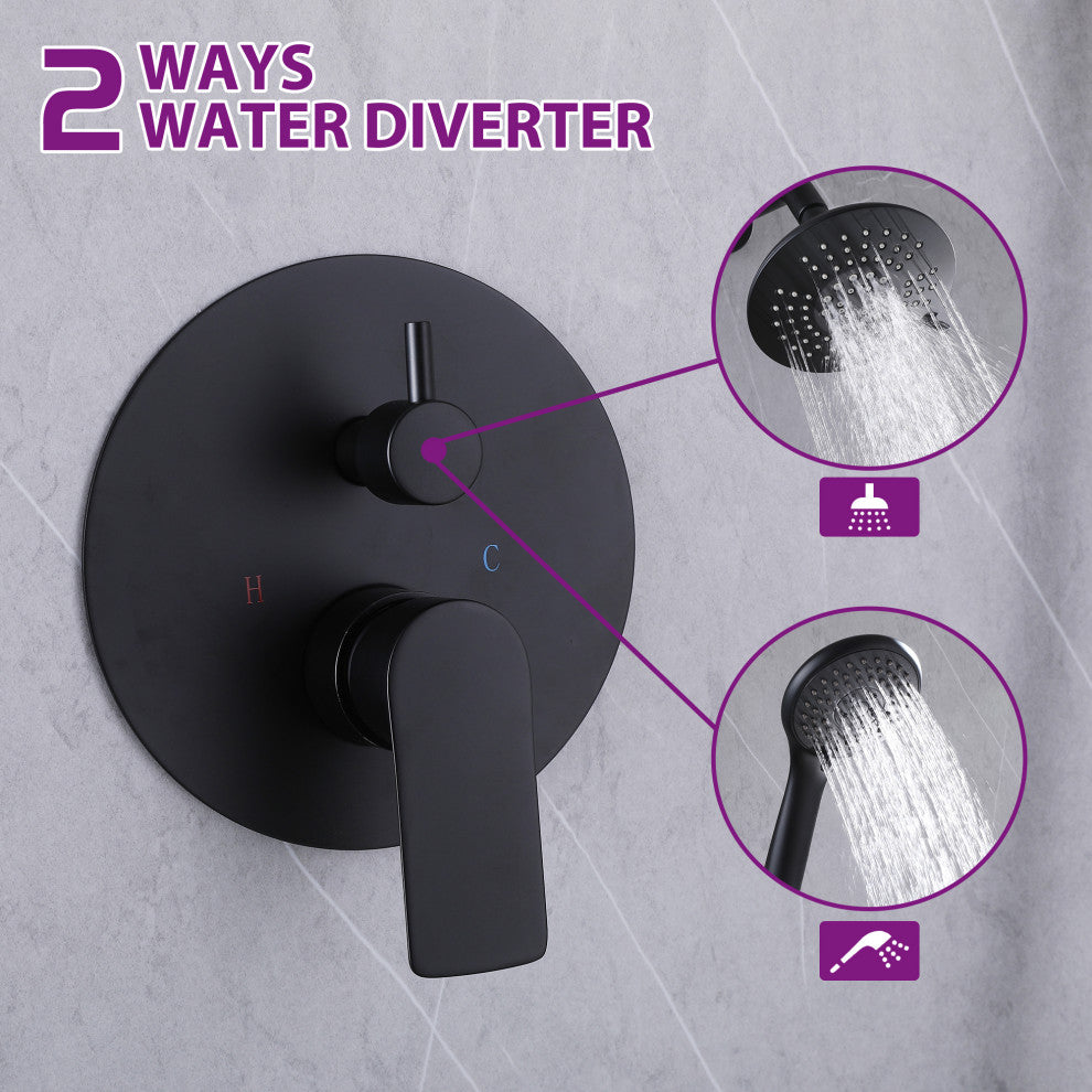 Pressure Balanced Shower Faucet with 3-Setting Handheld Shower, Matte Black