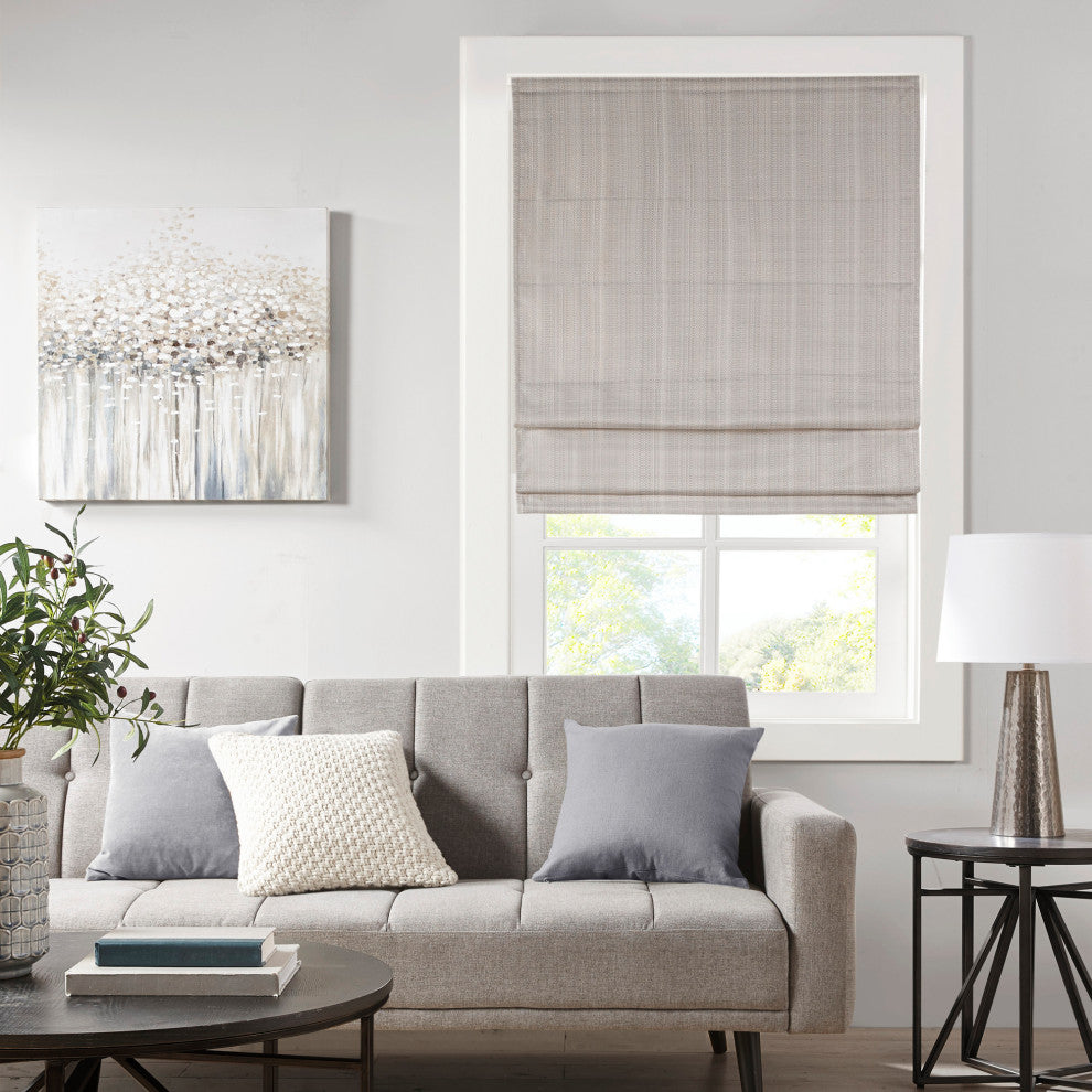 Madison Park Galen Basketweave Roman Shade, Taupe, 27"