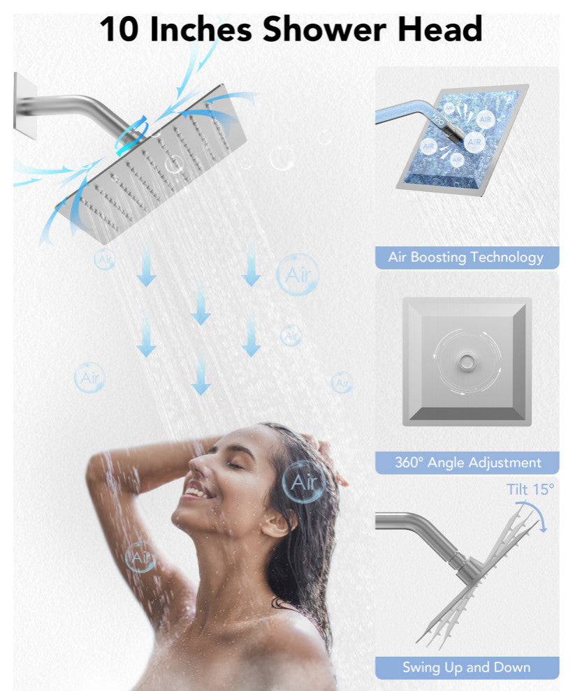 3-Function Shower Faucet System with Pressure Balance Valve, Brushed Nickel