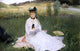 Berthe Morisot Reading With Green Umbrella, 18"x27" Wall Decal