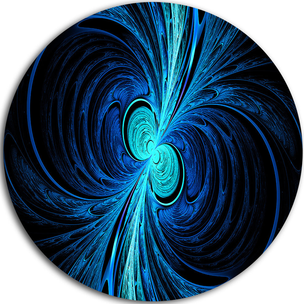 Blue Fractal Wallpaper, Abstract Digital Art Disc Metal Wall Art, 11"