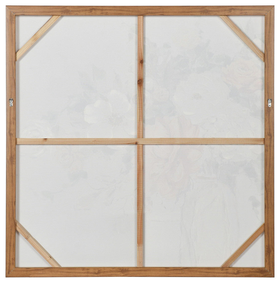 Spring Flowers Abstract Bouquet Canvas Wall Art Natural Wood Frame