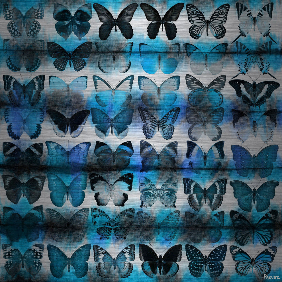 "Moth Blue" Painting Print on Brushed Aluminum, 18"x18"