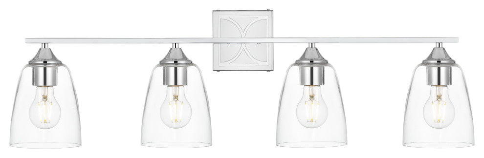 4 Light Chrome And Clear Bath Sconce