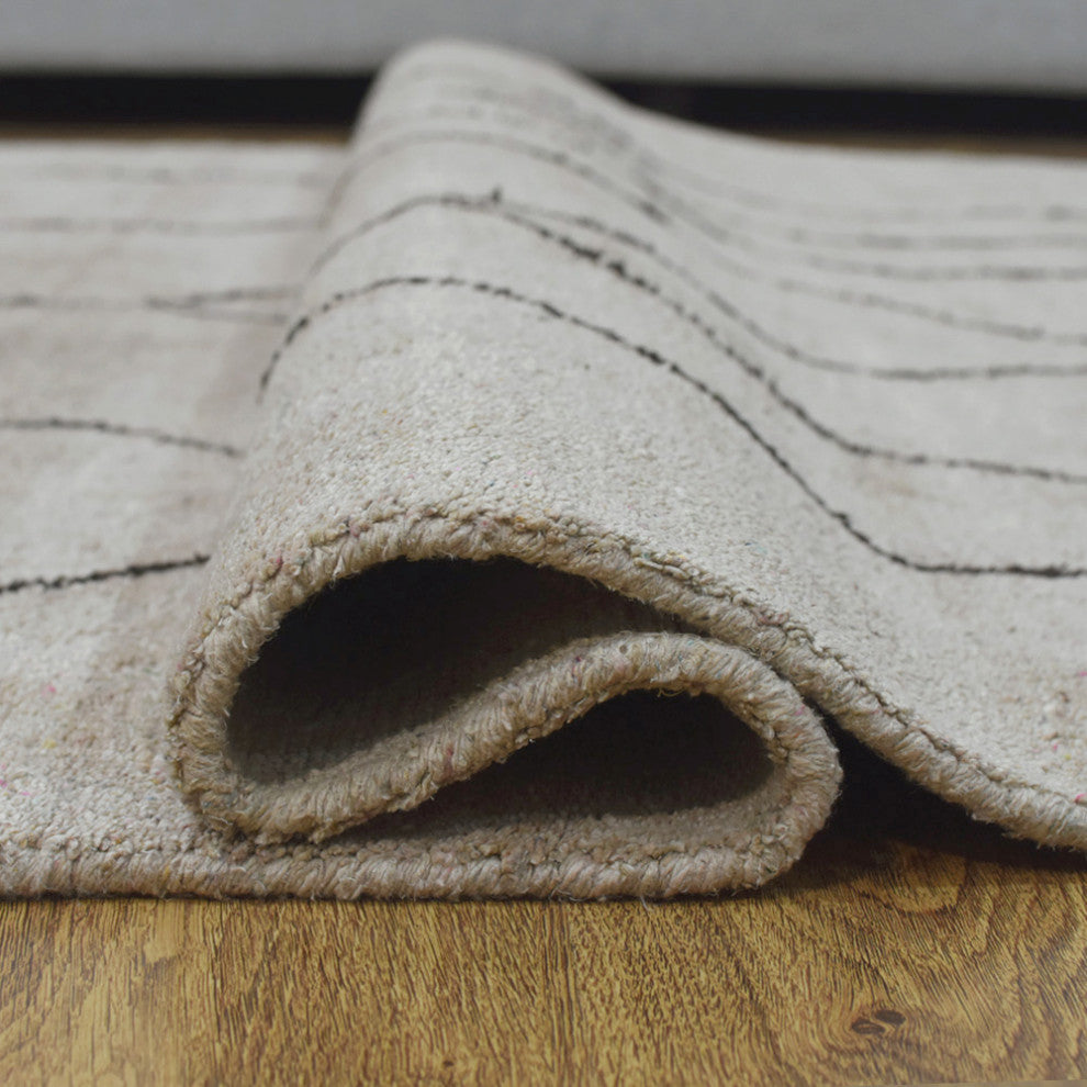HAND KNOTTED LOOM SILK AREA RUGS-5'x8',Rectangle,Beige Brown,Contemporary