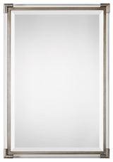 Modern Silver Acrylic Tube Wall Mirror Contemporary Minimalist Vanity Metallic