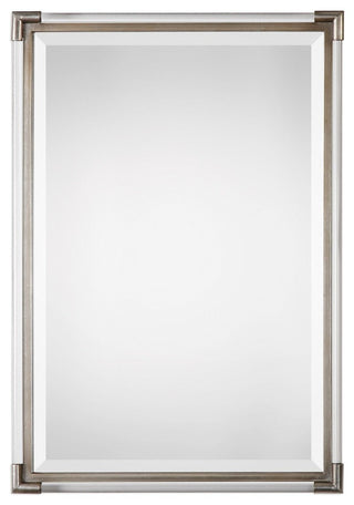 Modern Silver Acrylic Tube Wall Mirror Contemporary Minimalist Vanity Metallic