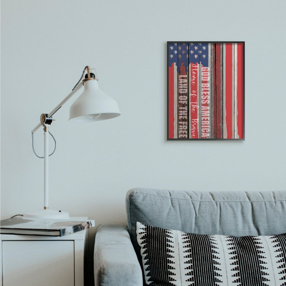 God Bless America Wood Grain Flag Red White Blue Americana,1pc, each 16 x 20