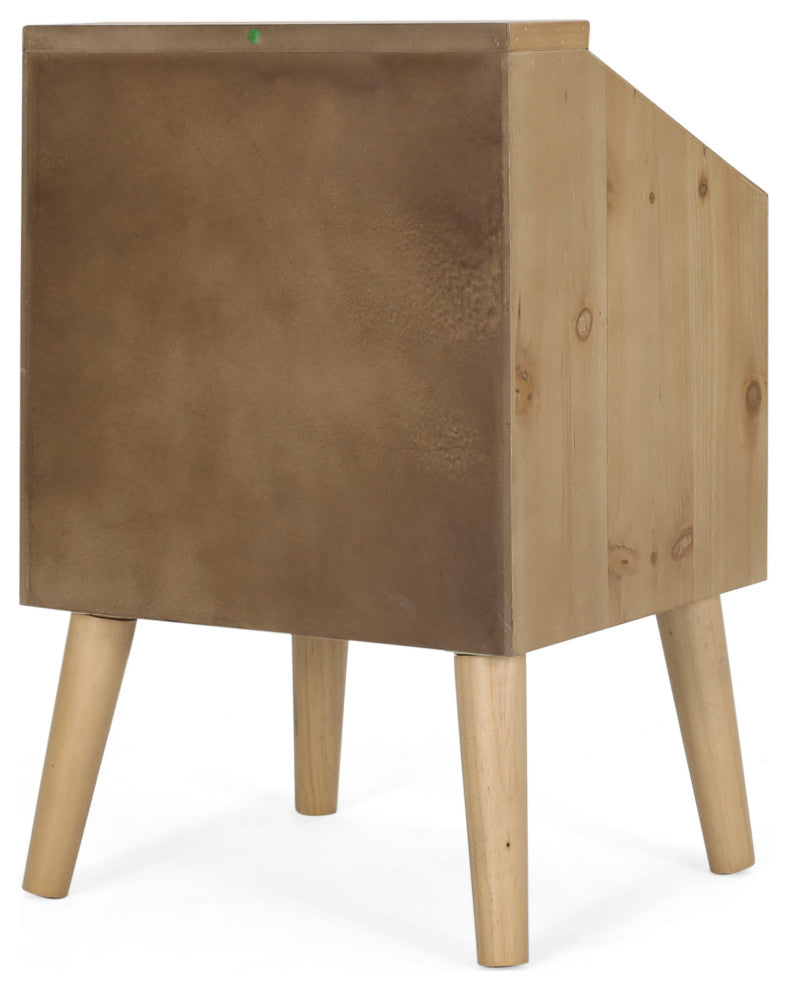 Barrere Contemporary End Table with Hutch, Natural and White