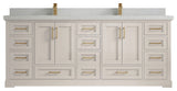Boston 84" Double Sink Bath Vanity in Fine Grain 2" Carrara Quartz