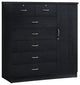 Hodedah 7 Drawer Chest with Locks on 2 Drawers and 1 Door in Black Wood