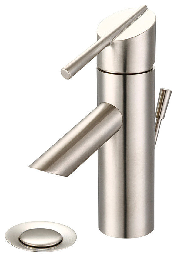 i2v Single Handle Bathroom Faucet, Brushed Nickel, Brass Pop-Up Drain