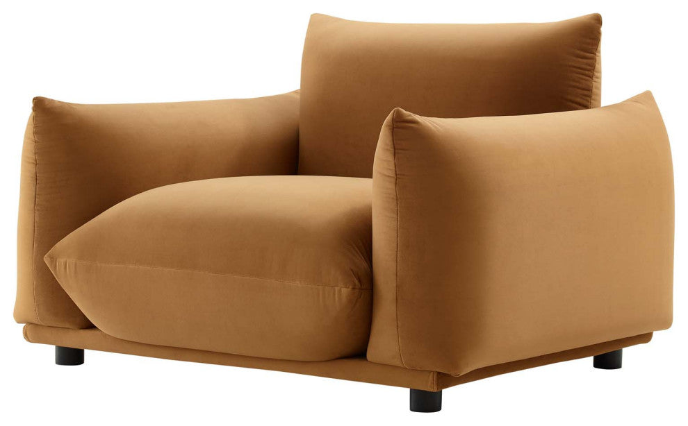 Armchair Accent Chair, Velvet, Brown, Modern, Living Lounge Hotel Hospitality