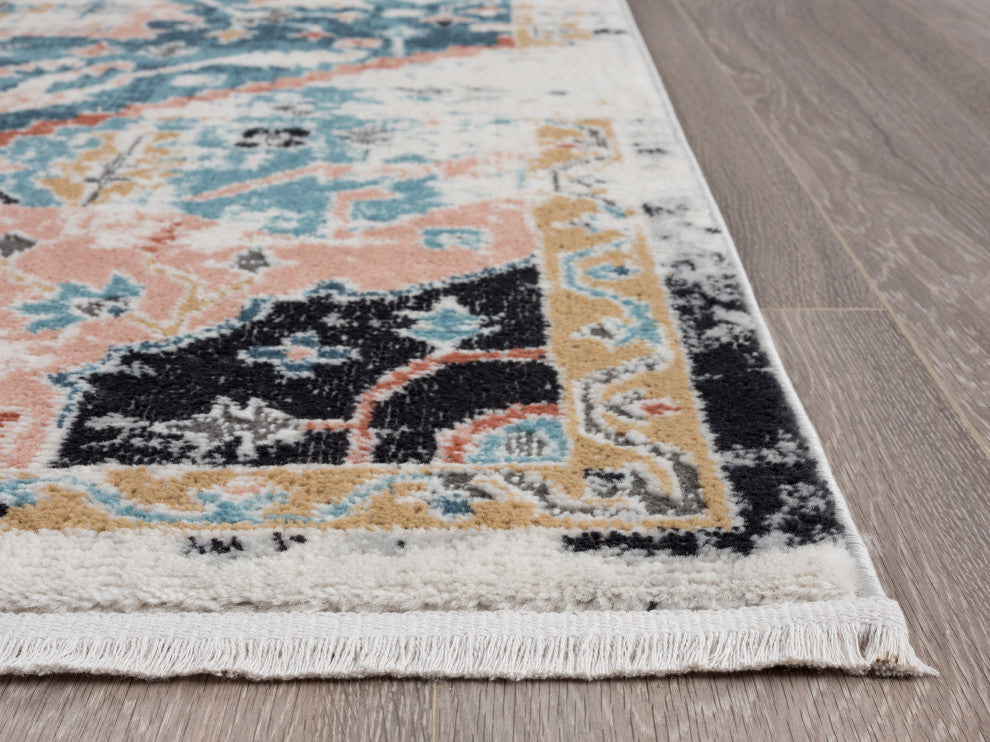 Abani Azure Collection AZR100A Medallion Faded Teal Blue Persian Area Rug
