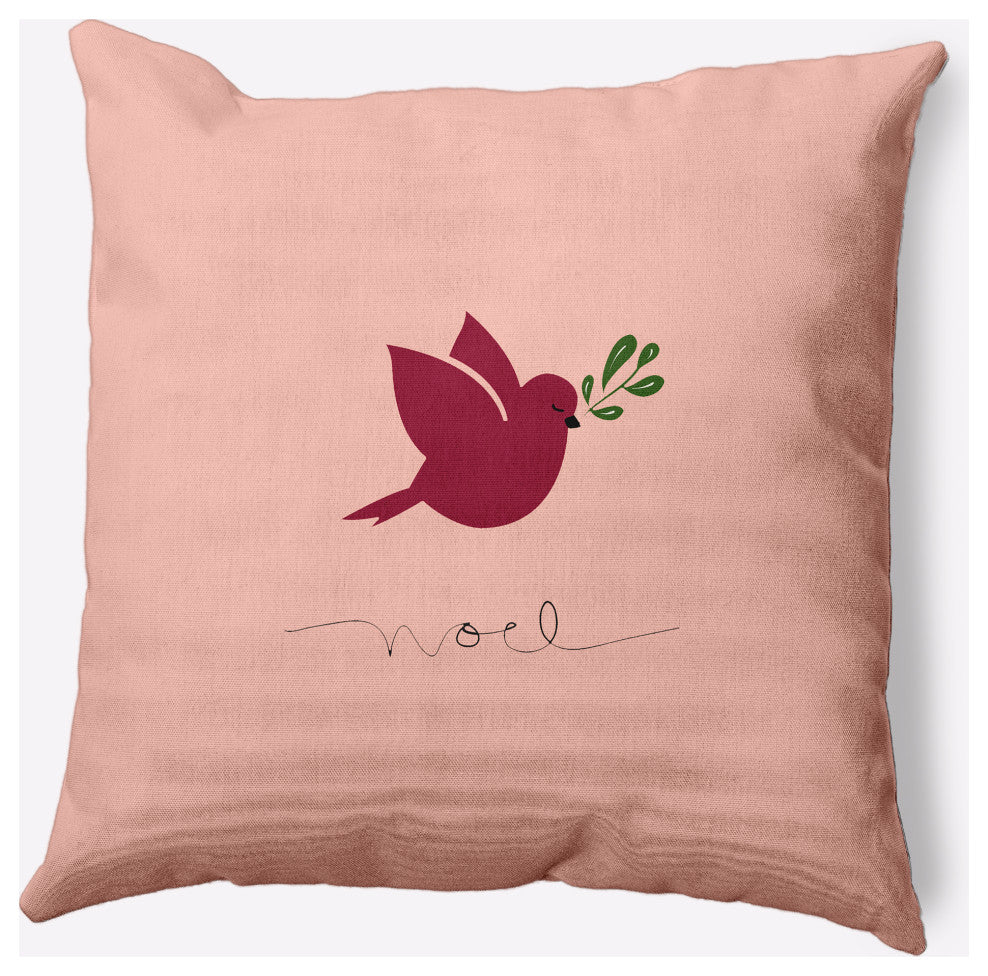 Noel Bird Decorative Throw Pillow, Pink, 20"x20"