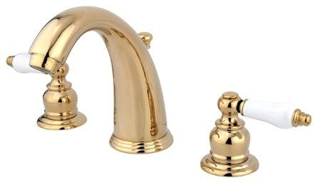 Kingston Brass Widespread Bathroom Faucet With Retail Pop-Up, Polished Brass