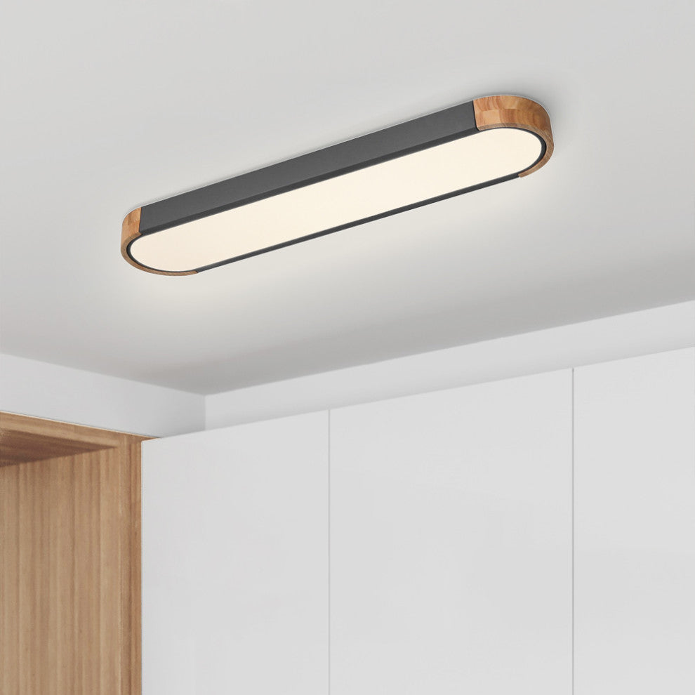 Simple Oval Dimmable LED Flush Mount, Gray, Warm White Light