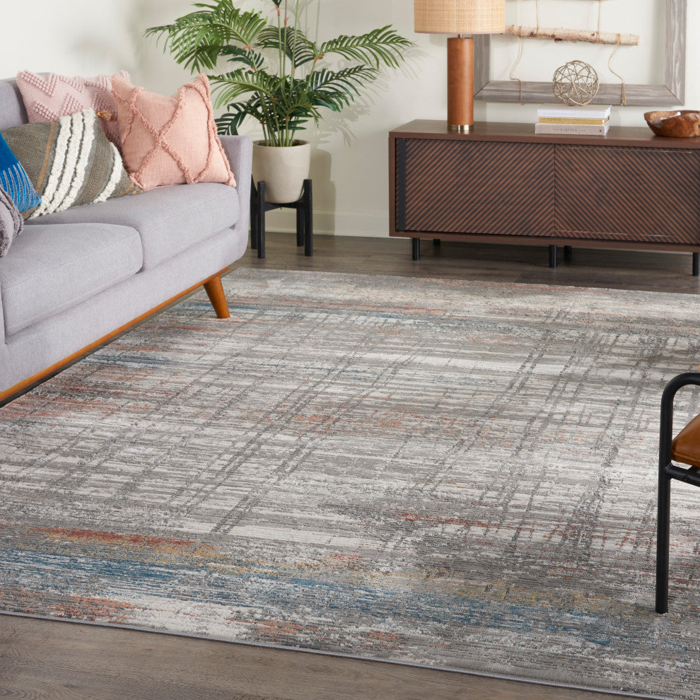 Nourison Rustic Textures Rus12 Rug, Gray and Multi, 7'10"x10'6"