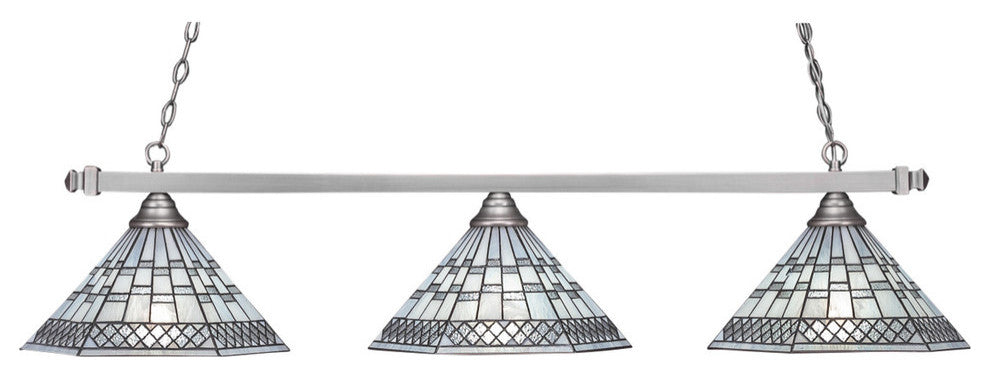 Square 3-Light Bar, Brushed Nickel/Pewter Art