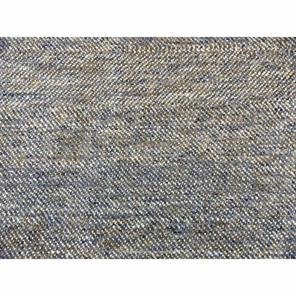 Brown Modern Geometric Opened Up Plaid Design Wool Hand Knotted Rug, 8'2"x10'2"