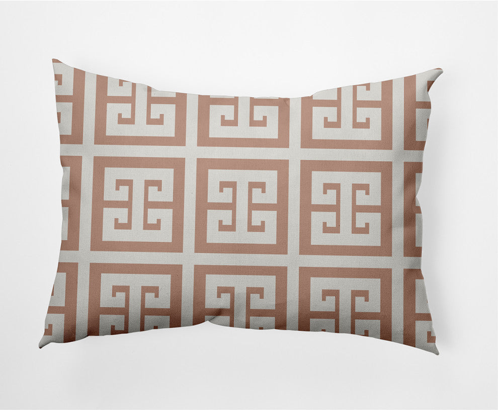 14x20" Greek Key Patterned Nautical Decorative Indoor Pillow, Mauve