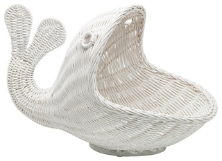 Rattan Whale Storage Basket, White