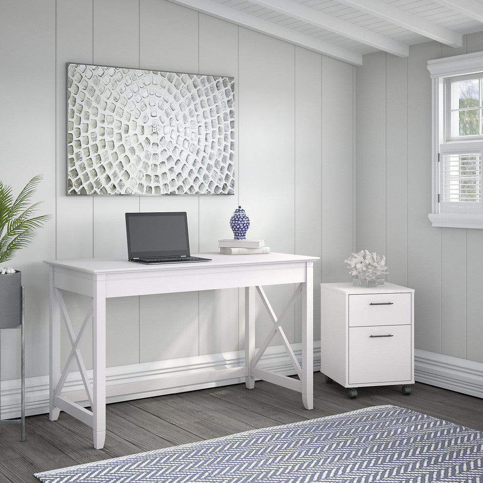 Key West 48W Writing Desk With 2 Drawer Mobile File Cabinet