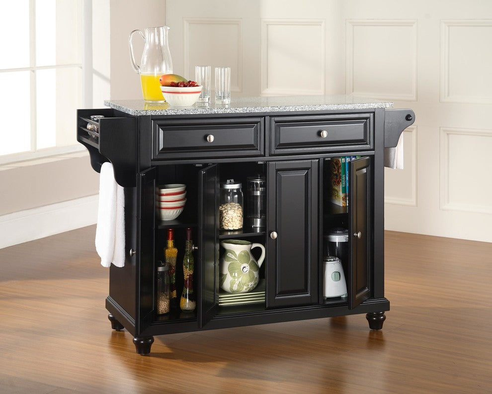 Crosley Furniture Cambridge Solid Granite/Wood Kitchen Island in Black