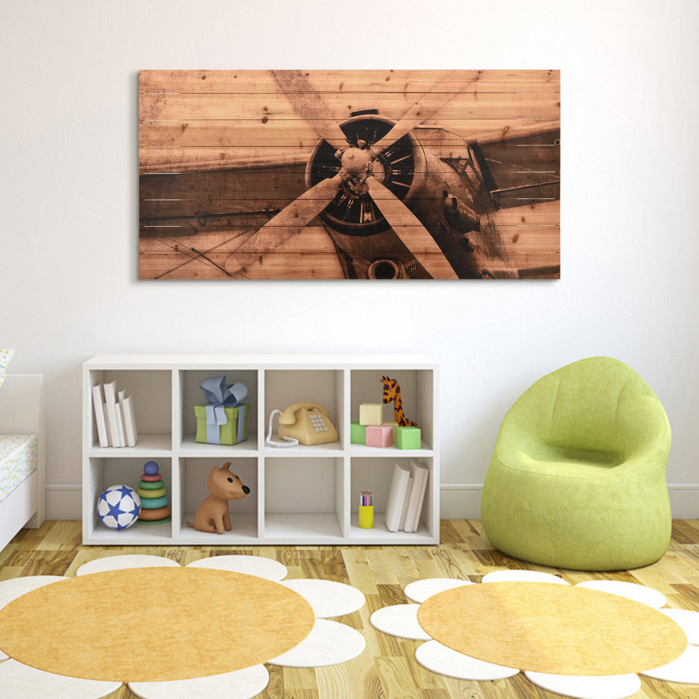 "Plane Propeller" Arte de Legno Digital Print on Solid Wood Wall Art
