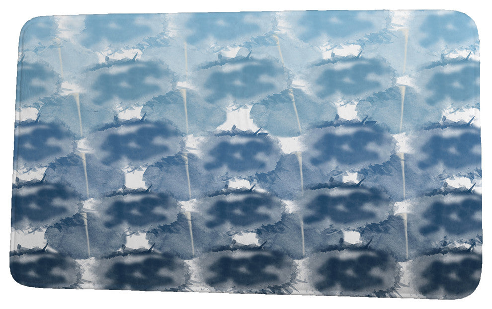 Intercoastal Waterway Beach Clouds Geometric Print Bath Mat, Blue, 17"x24"