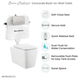Concorde Back to Wall Concealed Tank Toilet Bowl Bundle, Glossy White