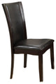 Benzara Wooden Side Chair with Faux Leather Padded Seating, Brown, Set of Two