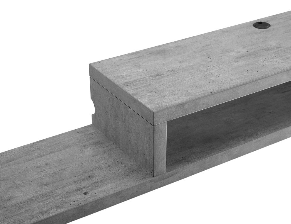 Asymmetrical Wall Mounted TV Console Entertainment Center Wall Decor 60-inch, Stone Gray