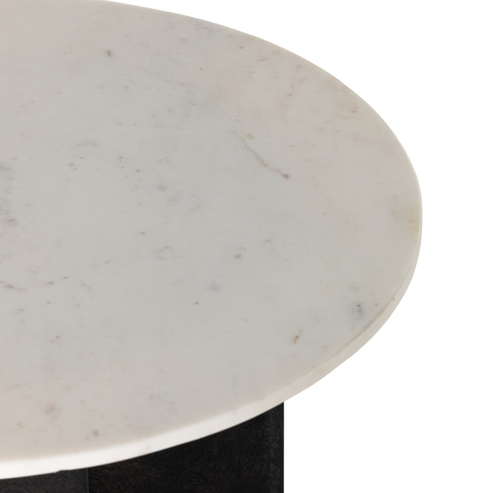Terrell Round End Table-Plsh White